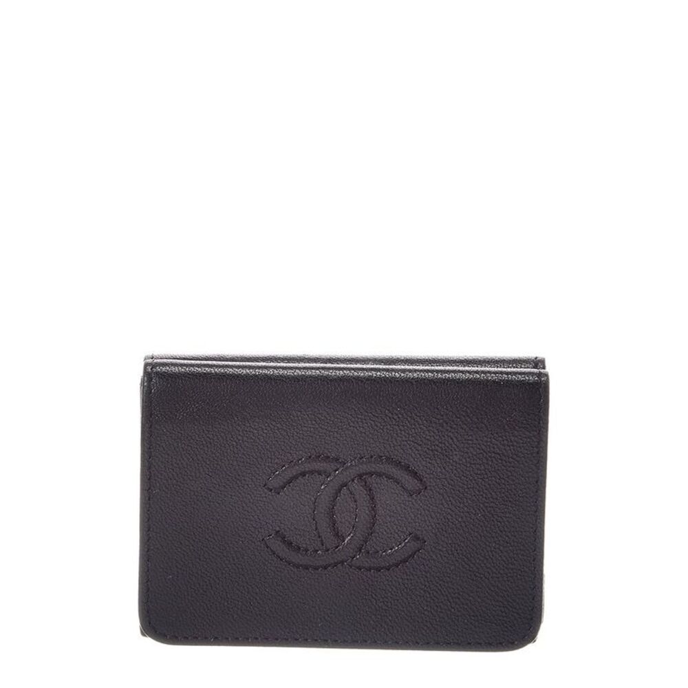 Chanel Black Leather Coco Mark Tri-Fold Wallet (Authentic Pre-Loved)